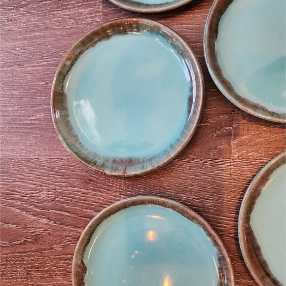 Jaska of California Cascade Ware Blue with Brown Drip Vintage Bread Plate 6 1/8" - Picture 8 of 11